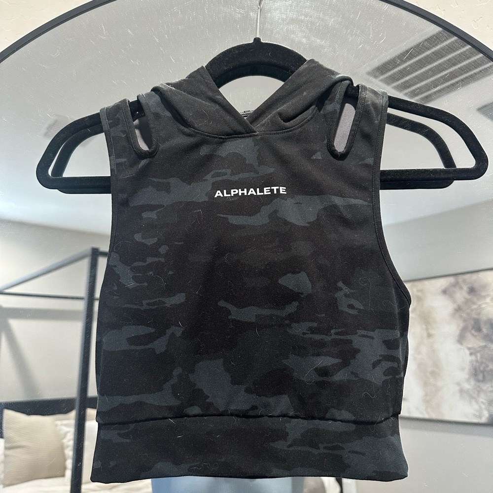 Alphalete Charcoal Gray Hoodie Tank XS